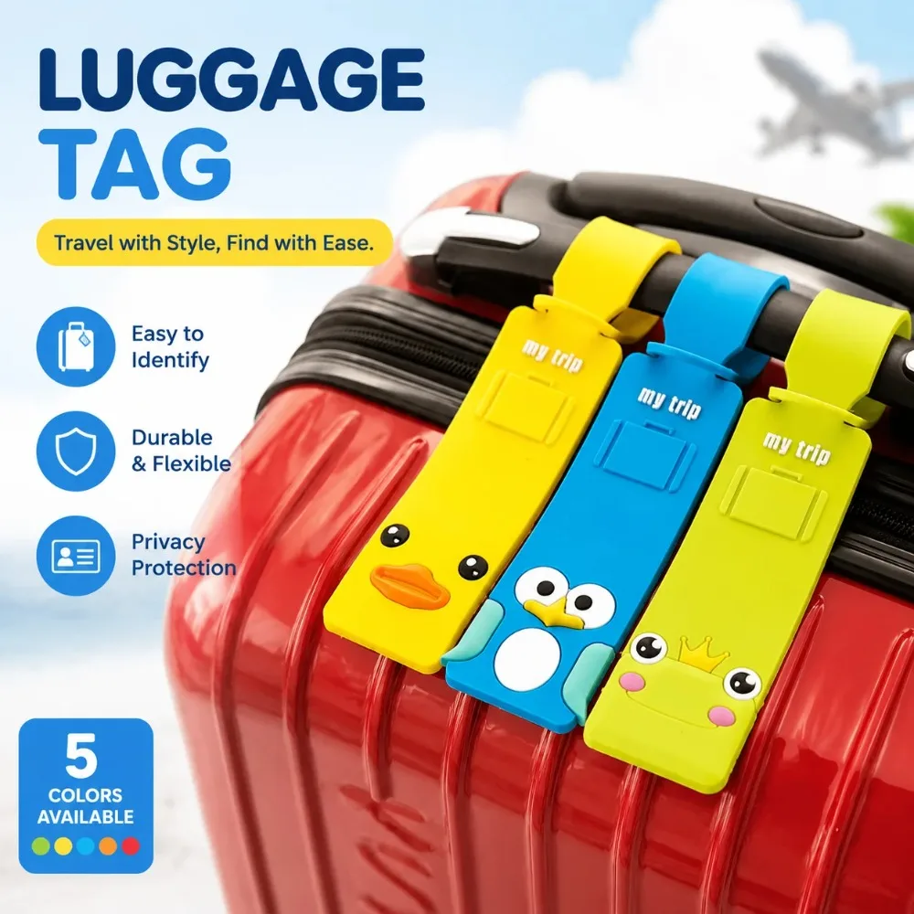 

Cute Animals Strip Luggage Tag Fashion Travel Accessories Silicone Suitcase ID Addres Holder Baggage Boarding Tag Portable Label