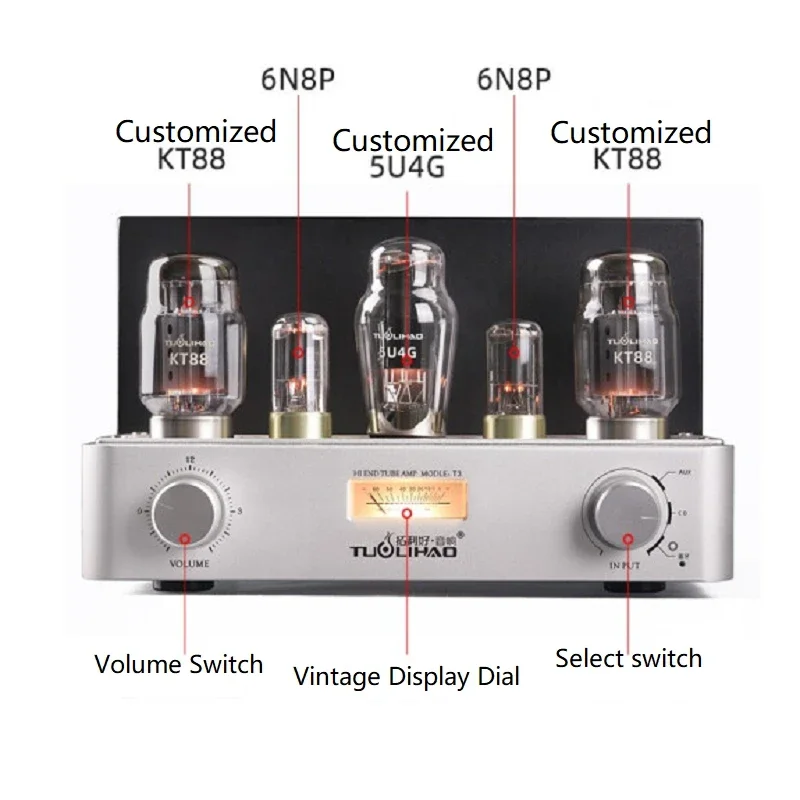 New Releases TUOLIHAO T3 KT88 Single-Ended Tube Amplifier HIFI EXQUIS Class A Audiophile Bluetooth 5.0