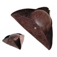 Pirate Captain Hat Brown Anti Leather Styling Vintage Button Masquerade COSPLAY Dress Up Photo Props Pirate Kingship Series