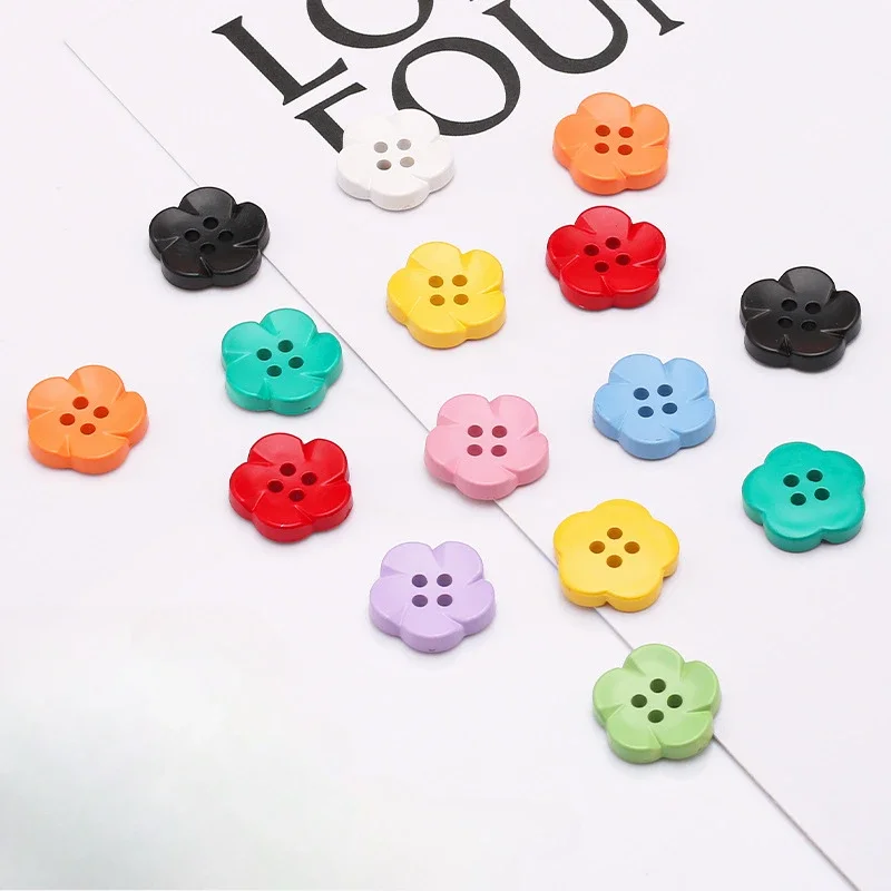 10/20/50pcs Resin Flower Buttons 18mm Color Clothing DIY Decorative Button Sweater Four Eye Hand Sewn Button For Apparel Sewing