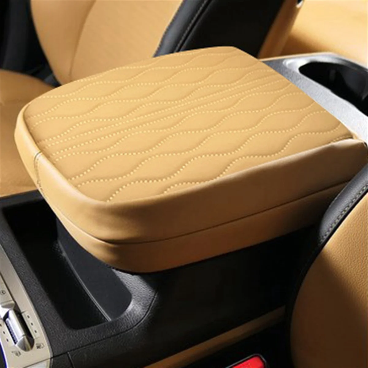 JAS-Car Center Console Armrest Box Pad Mat Cushion Cover Camel Fit for Kia Carnival