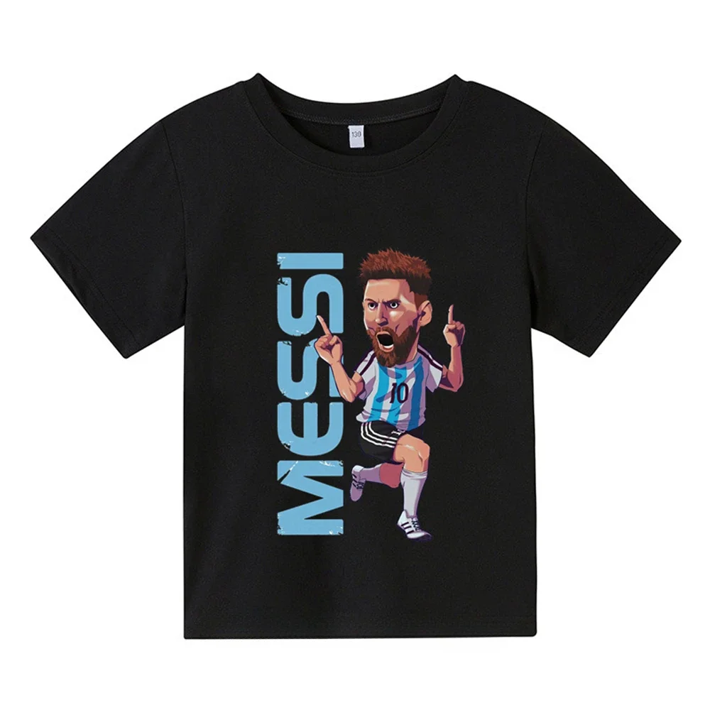 Children Cotton T-shirts Soccer Football Player Movement Argentina Football Team Lioneler and Messi Title Cool Casual Kid Tees