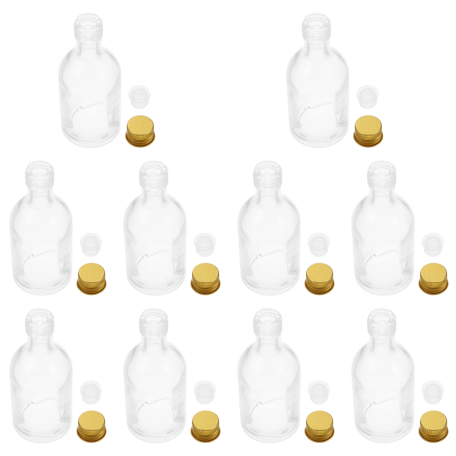 

10Pcs Clear Glass Bottles Portable Small Bottles for Essential Oils Travel Transparent Containers Easy Filling Mini Jars 50ml