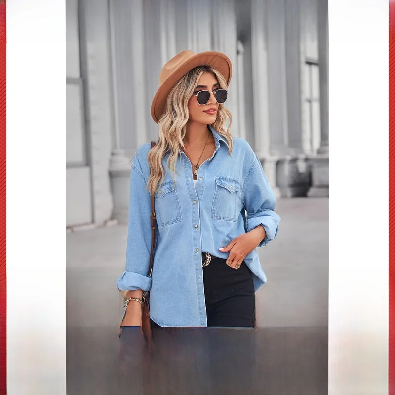

Factory Direct Light Thin Denim Long Sleeve Shirt for Women Autumn 2025 Season Other Material 100% Ladies Premium Fashion
