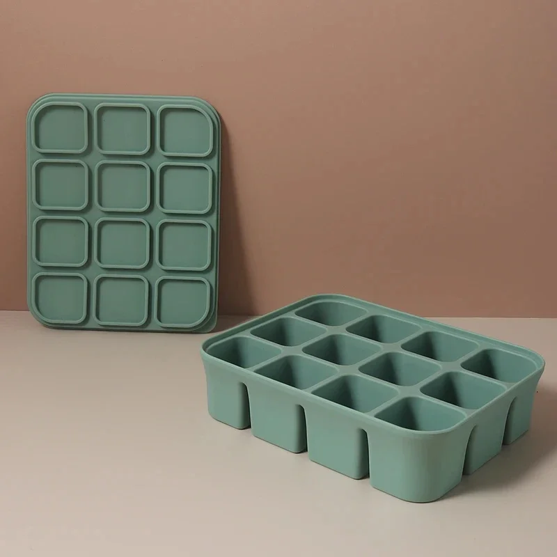 12 Grid Ice Cube Mold Freezer Ice Ball Maker Mold With Lid Easy Release Silicone Ice Cube Forms Bar Kitchen Accessories