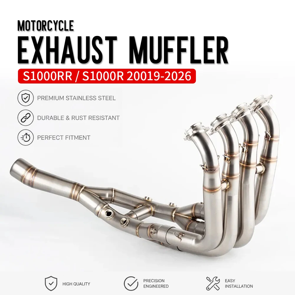 S1000R S1000RR Motorcycle Exhaust Front Middle Muffler Pipe For BMW S 1000 R RR 2019-2026 Stainless Steel Pipe Head Pipe