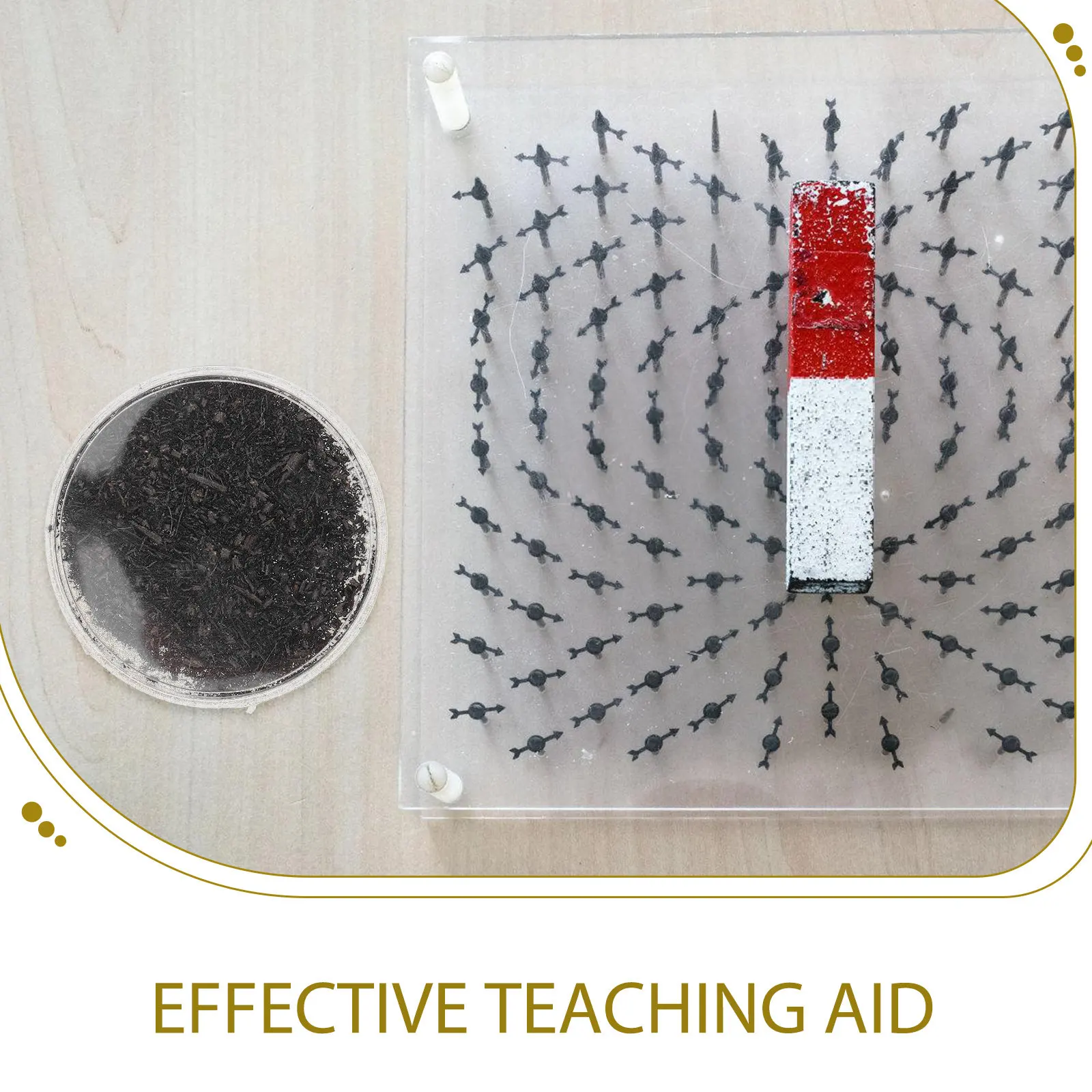 Magnetic Iron Powder Field Demonstrator Box for Physics Electromagnetism Experiments Clear Visualization Stem Teaching Aid