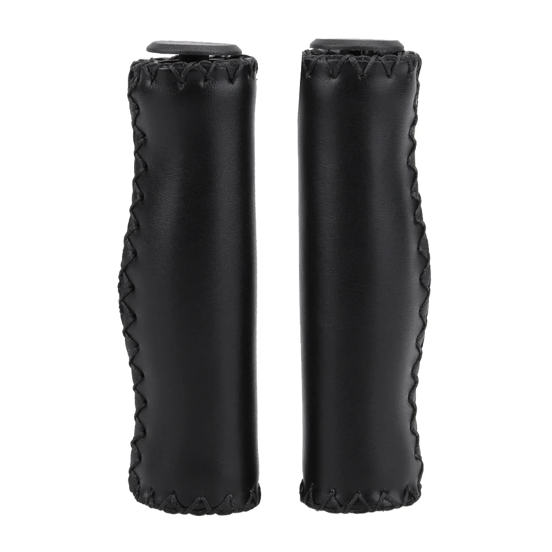 Bike Handlebar Grips,Hand-Stitched Retro Bicycle Grips,for Most 22.2mm (7/8Inch) Bicycle Handlebar,Black