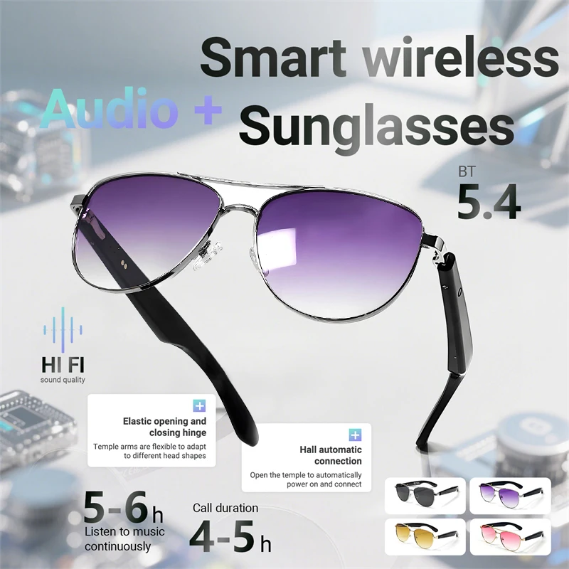 

LIGE 2025 NewFashion Smart Sunglasses Woman Make Receive Call Music Bluetooth Eye Glasses UV 400 Anti Blue Light Smartglass Men