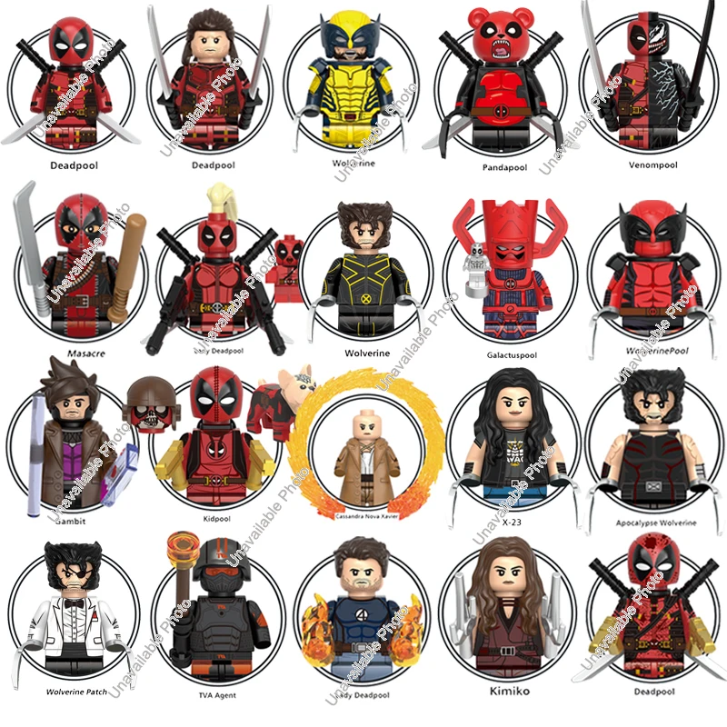 Jouets chauds film Mini figurine jouets Wolverine Lady Deadpool Cowboy Kidpool X-23 Kimiko lame de torche humaine blocs de construction cadeau