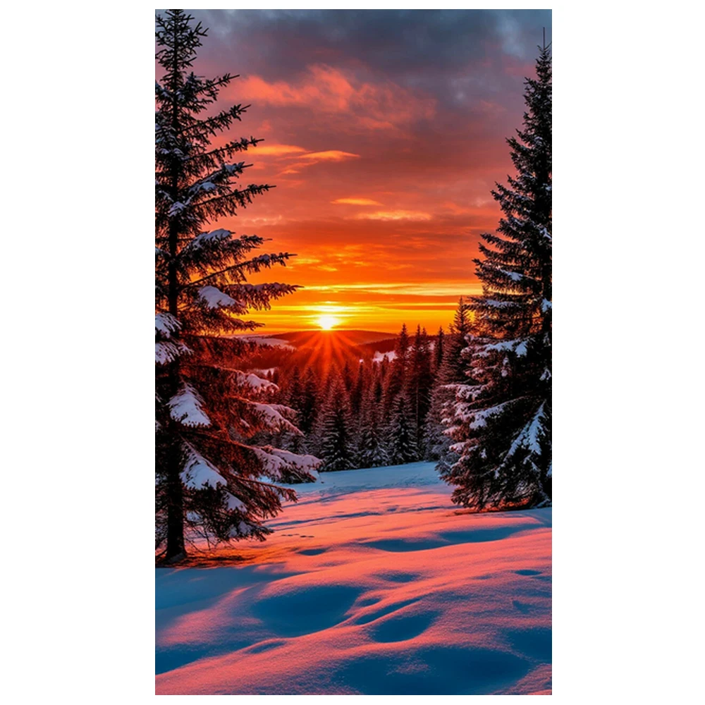 

Snow Forest And Sunset Diamond Painting New 2026 Diy Diamond Art Full Square Round Diamond Mosaic Cross Stich Wall Decor