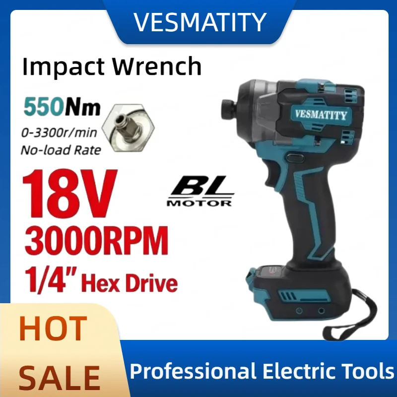 High Torque Impact Wrench, 3500IPM High Concentricity, Cordless Safe for Electrical Equipment Repair For Makita Battery.