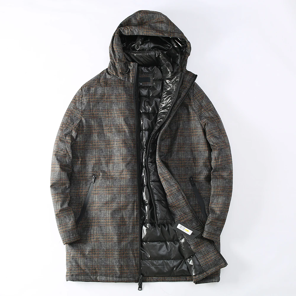 Chaqueta acolchada de algodón resistente al frío con capucha gruesa de media a larga para hombre Otoño Invierno impermeable de alta calidad de América del Norte Parker