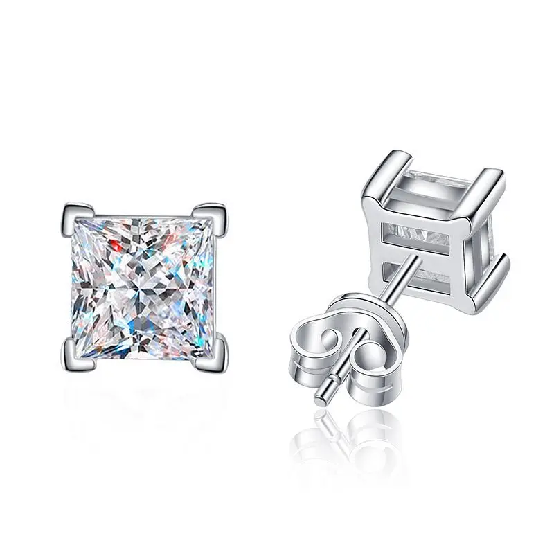 

Luxury Fashion S925 Sterling Silver Platinum D Color 2 Carat Moissanite Diamond Classic Square Earring For Women Jewelry Gift