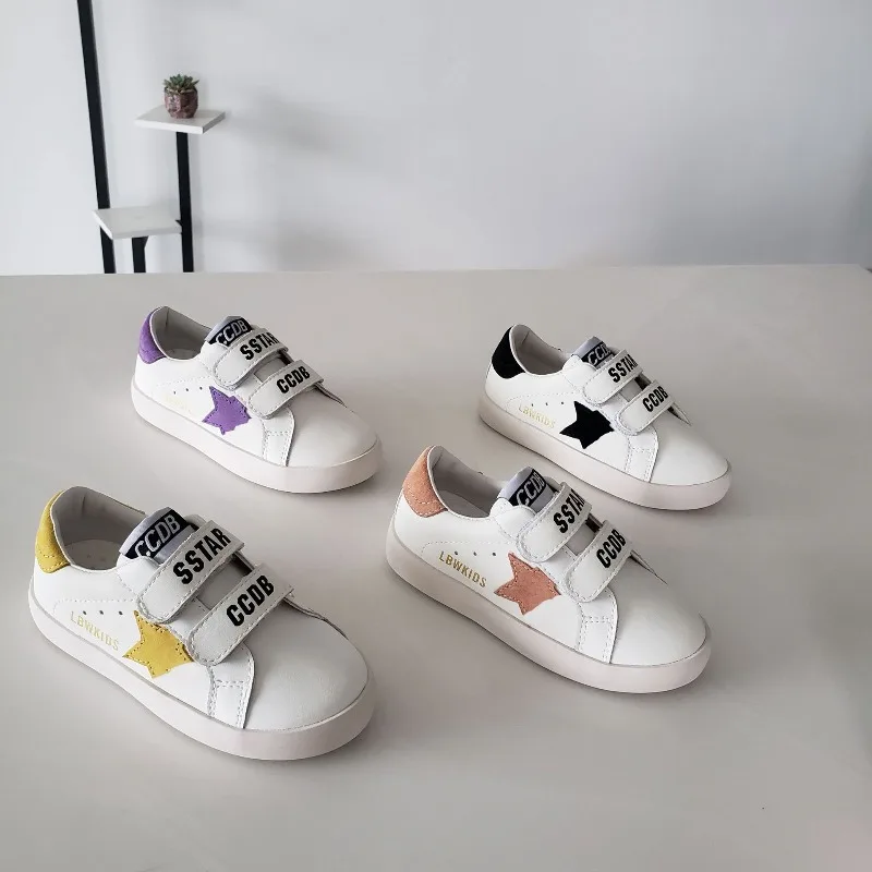 

Children Skate Shoe Genuine Leather Board Shoes Boy Girl Soft Sole Wear-Resistant Street Sports Shoe Kids Velcro Casual Sneakers