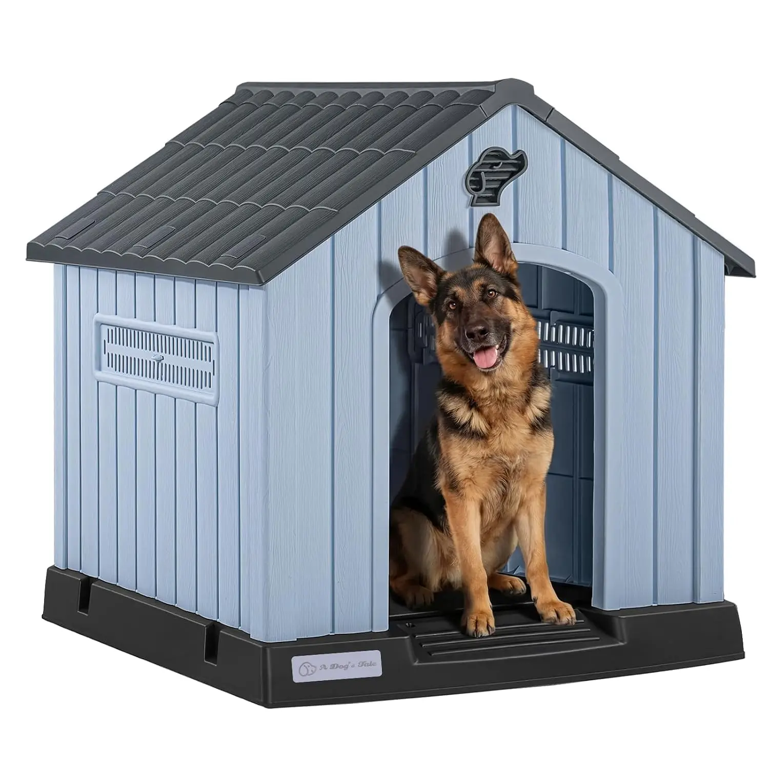 Waterproof Plastic Dog House for Small to Large Dogs, Indoor Outdoor Shelter with Vents & Elevated Floor, 40x37x40, Customized