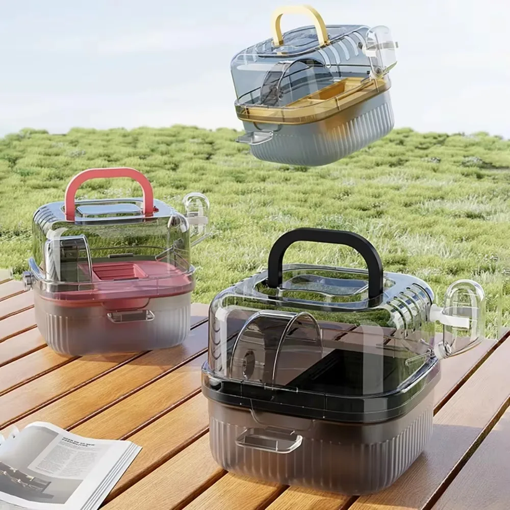 سعة كبيرة الهامستر قفص السفر تنفس شفافة القنفذ أقفاص المحمولة 2 طبقات القنفذ الناقل السفر في الهواء الطلق #1