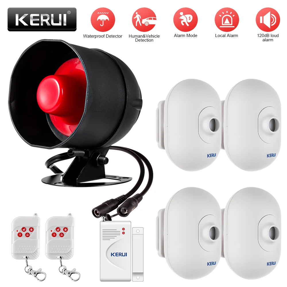 

KERUI Tuya Smart WIFI Loundspeaker Siren Wireless Security Alarm System Kit Home Burglar with Outdoor Motion Door Sensor Alexa