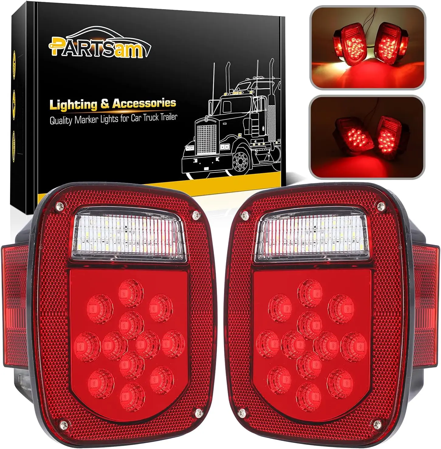 

Square Rear Tail Lights for Wrangler TJ YJ CJ-5 CJ-7 1979-2006, Passenger & Driver Side