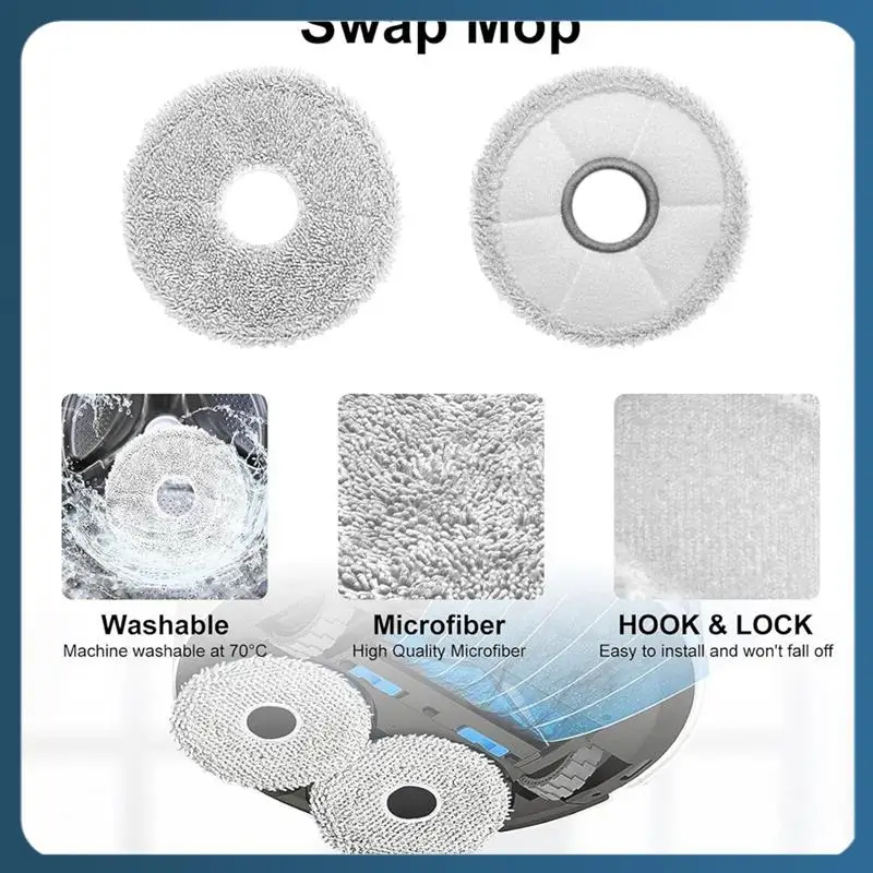 

AB02 For ECOVACS DEEBOT T30S Combo Robot Vacuum, T30s Replacement Parts Main Side Brush Hepa Filters Mop Pads Dust Bags