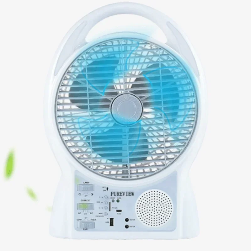 8Inch 2-Gears Multifunctional Solar Fan Portable USB Rechargeable Home Outdoor Camping Office Small Desktop Fan AC/DC Available