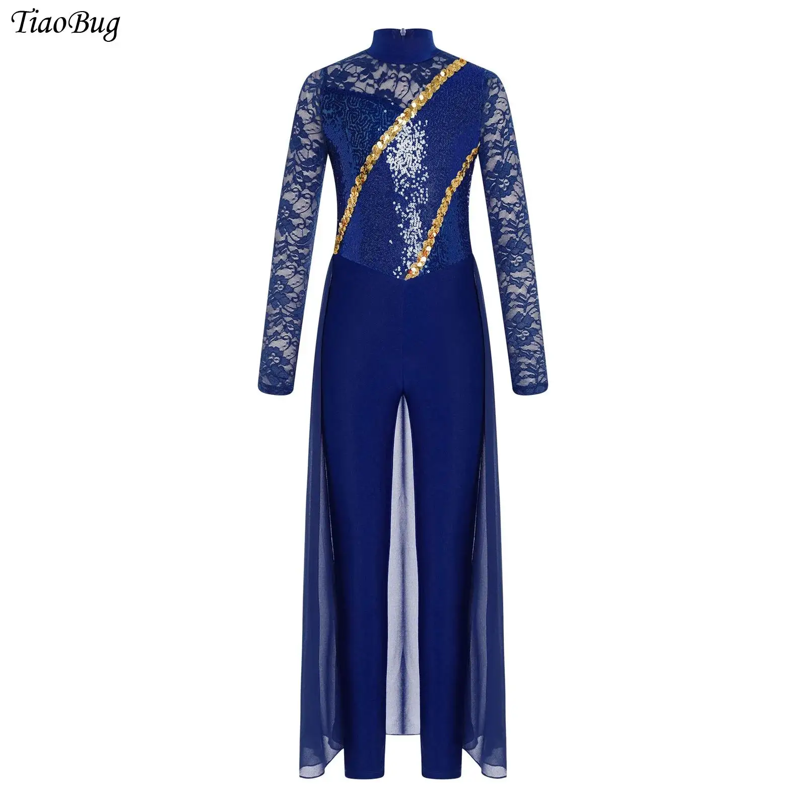 

Kids Girls Sheer Floral Lace Leotard Dress Gymnastics Figure Skating Jumpsuit Long Sleeve Sequin Chiffon Skirted Tank Unitards
