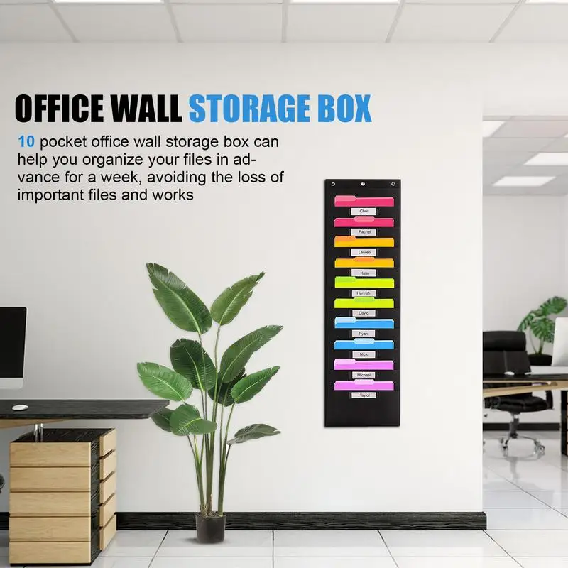 Wall File Organizer 10 Layer Oxford Cloth WallMounted File Rack Door Hanging Mail Organizer File Storage Bag Stationery Supplies