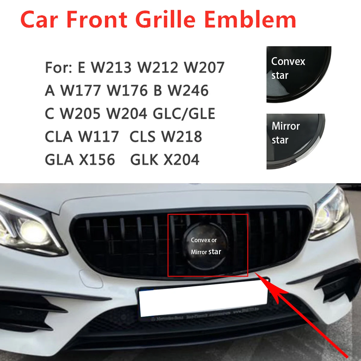 1pc Mirror Front Emblem For A B C E Class W213 W205 W177 W176 W246 CLS W218 CLA C117 GLA X156 GLC GLE Auto Grille Logo Badge