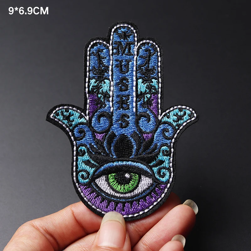 Yoga palm size: 9x6.9cm Embroidered Patch Iron on Sewing Applique Cute Fabric Clothes Shoes Bags DIY Decoration