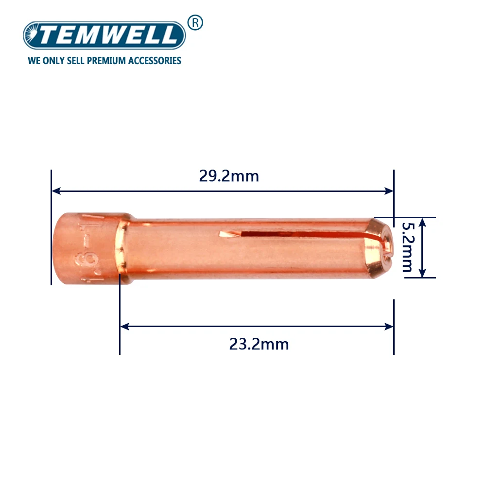 10 SZTUK tulei zaciskowych 10N22 10N23 10N24 10N25 /1,0 mm /1,6 mm /2,4 mm /3,2 mm pasuje do palnika spawalniczego TIG SR/WP-17 WP-18 WP-26 do spawania