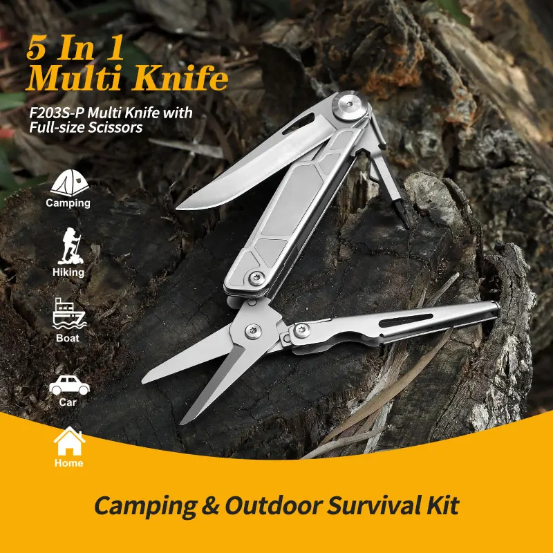 Multifunctional Scissors Mini Pocket Folding Knife with Screwdriver Camping Hiking Outdoor Survival Gear