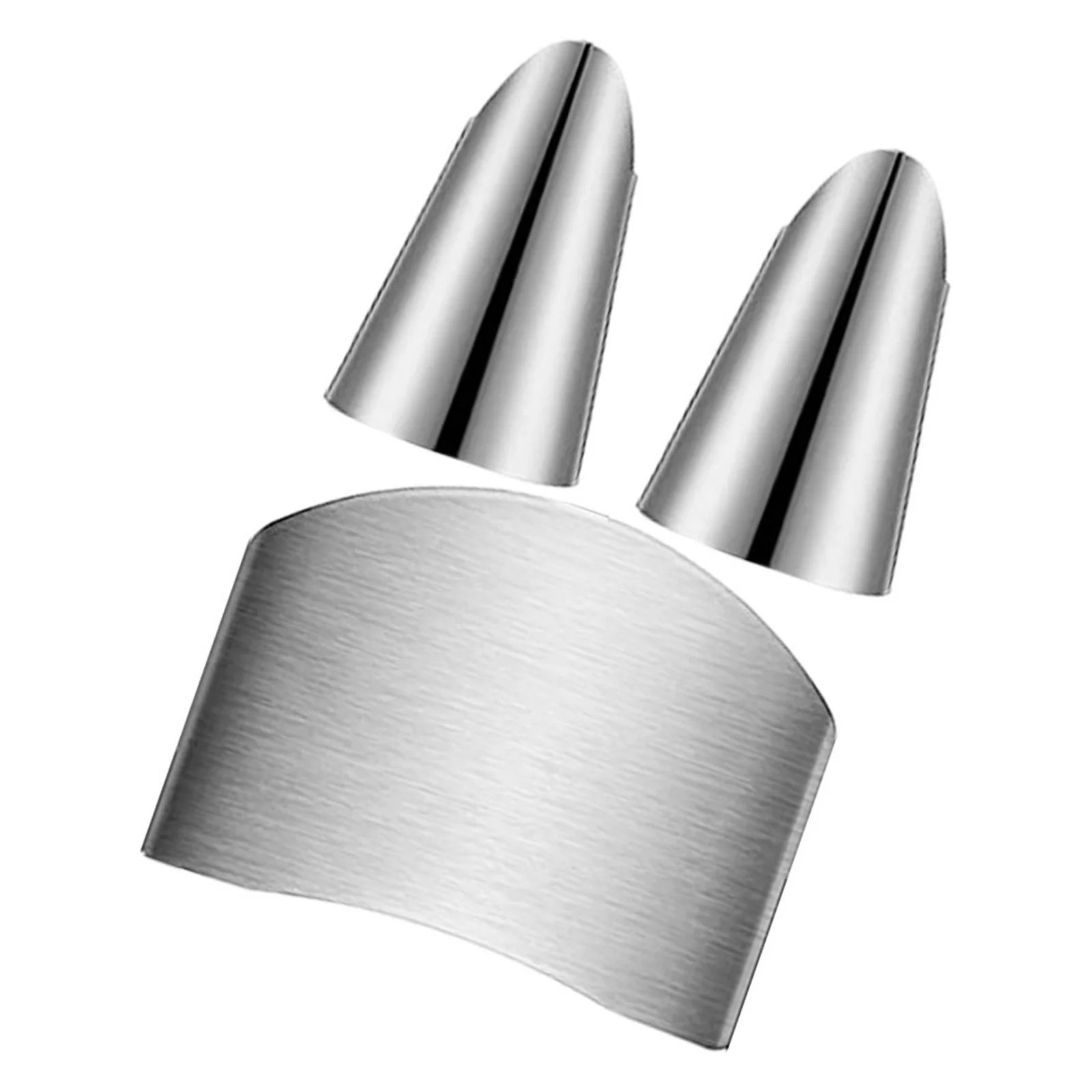 

3pcs Anti-cut Finger Protectors Silver Stainless Steel Kitchen Tools for Slicing Dicing Vegetables Fruits Meat Multifunctional