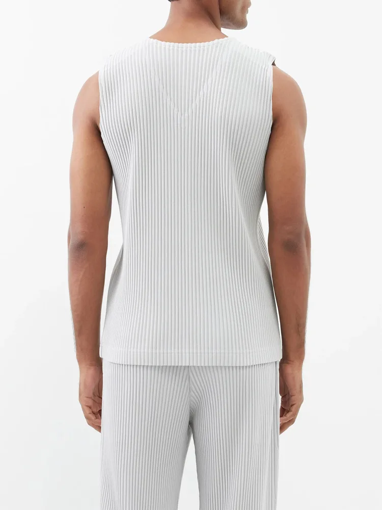 TOP QUALITY ISSEYS MIYAKES Minimalist Collection Pleated Bottom Shirt V-Neck Vest Vests for Men