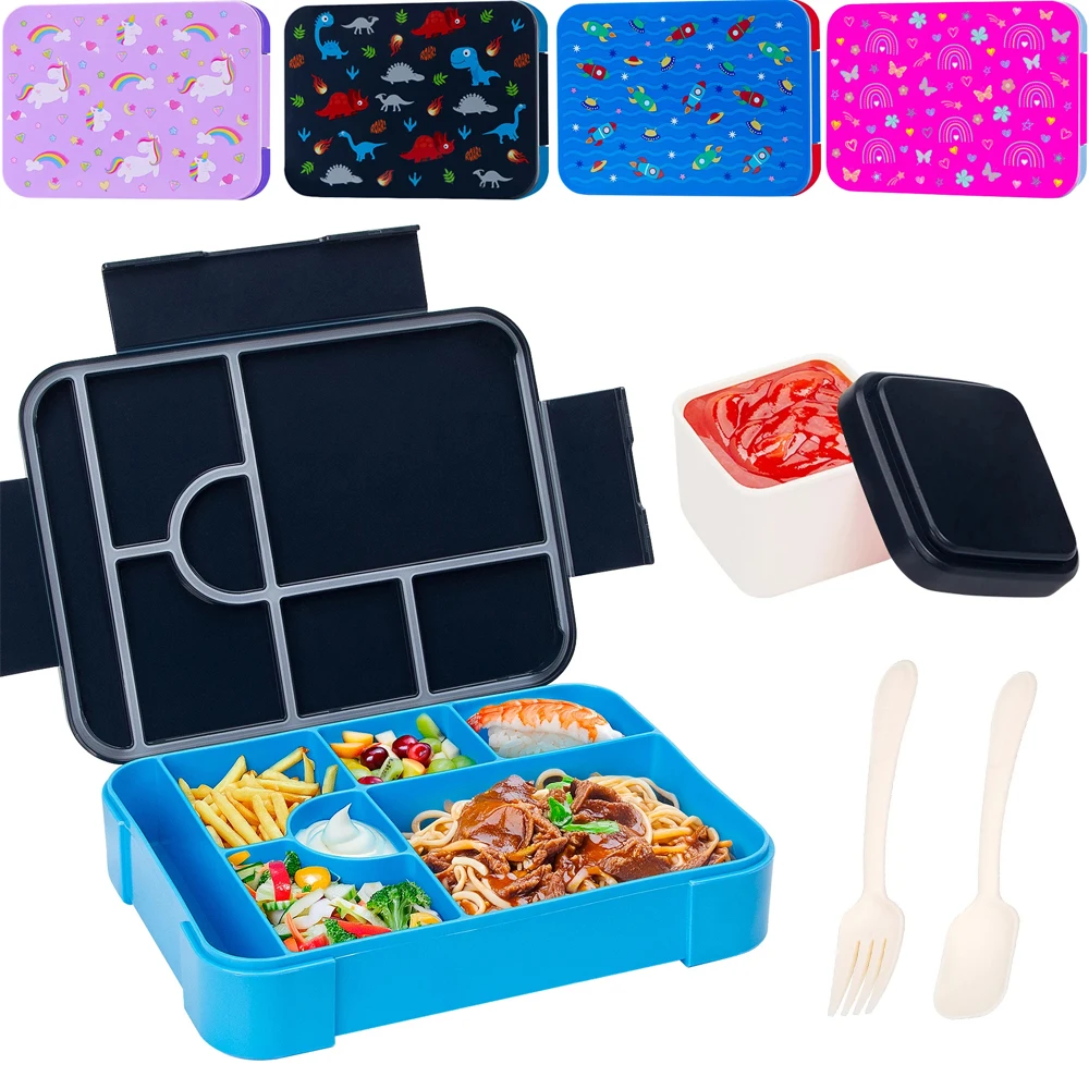 1330ml adorável padrão crianças lancheira portátil dividido forno de microondas bento caixa recipiente de alimentos à prova de vazamento para cozinha escolar