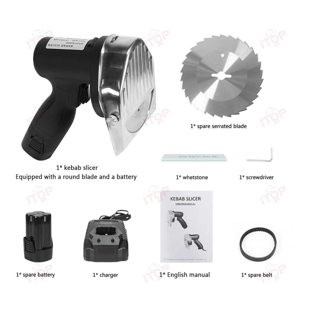 ITOP Electric Kebab Slicer Meat Slicer Shawarma Meat Slicer Gyro Meat Cutter Wireless Rechargeable Type Handheld Meat Slicer