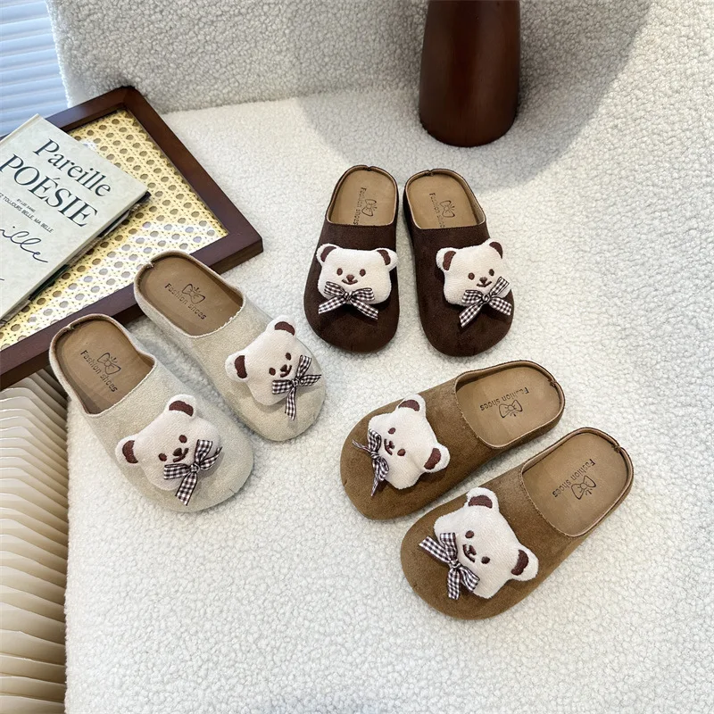 

Детские тапочки Домашняя обувь ​ Тапочки из искусственной кожи с героями мультфильмов, зимняя обувь для девочек, противоскользящая теплая белая обувь цвета хаки, размер 26-37