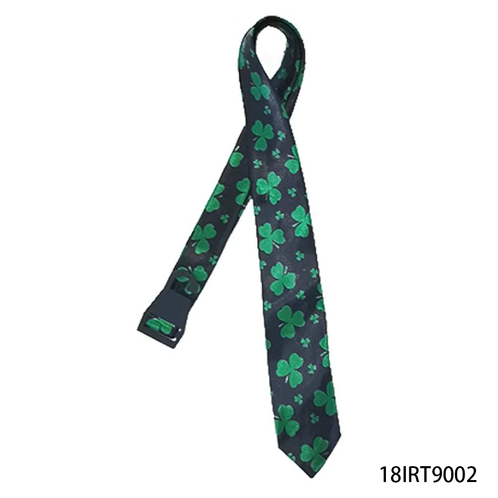 Lucky St. Patrick’s Day Costume Accessory: Shamrock-Print Necktie – Festive Green & Black Irish Celebration Outfit Accent