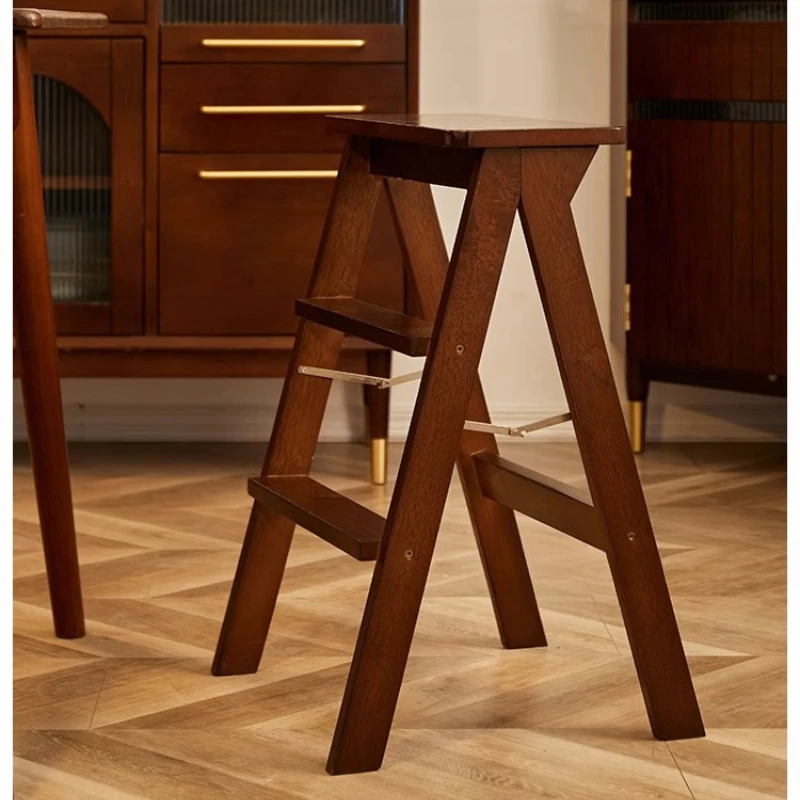 

‌Solid Wood Step Stool, Foldable Ladder for Home, Multi-Use Portable Steps, Entryway Storage Bench for Shoes
