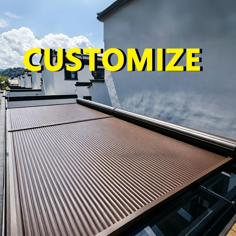 Any Size Custom Hail Resistant Reinforced Aluminum Awning Thick Aviation Grade Alloy Dual Motor Stable Run Outdoor Patio Canopy