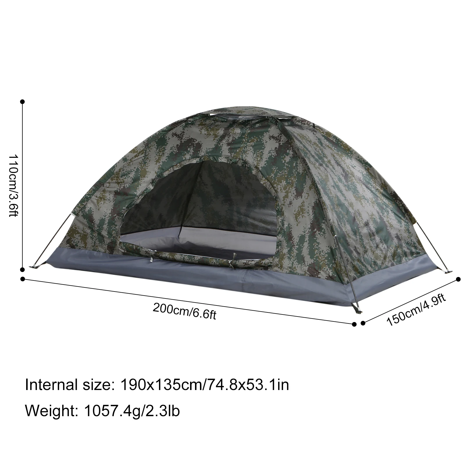 Camping Tent Single Layer Portable Tent Anti-UV Coating UPF 30+ for Outdoor Beach Fishing