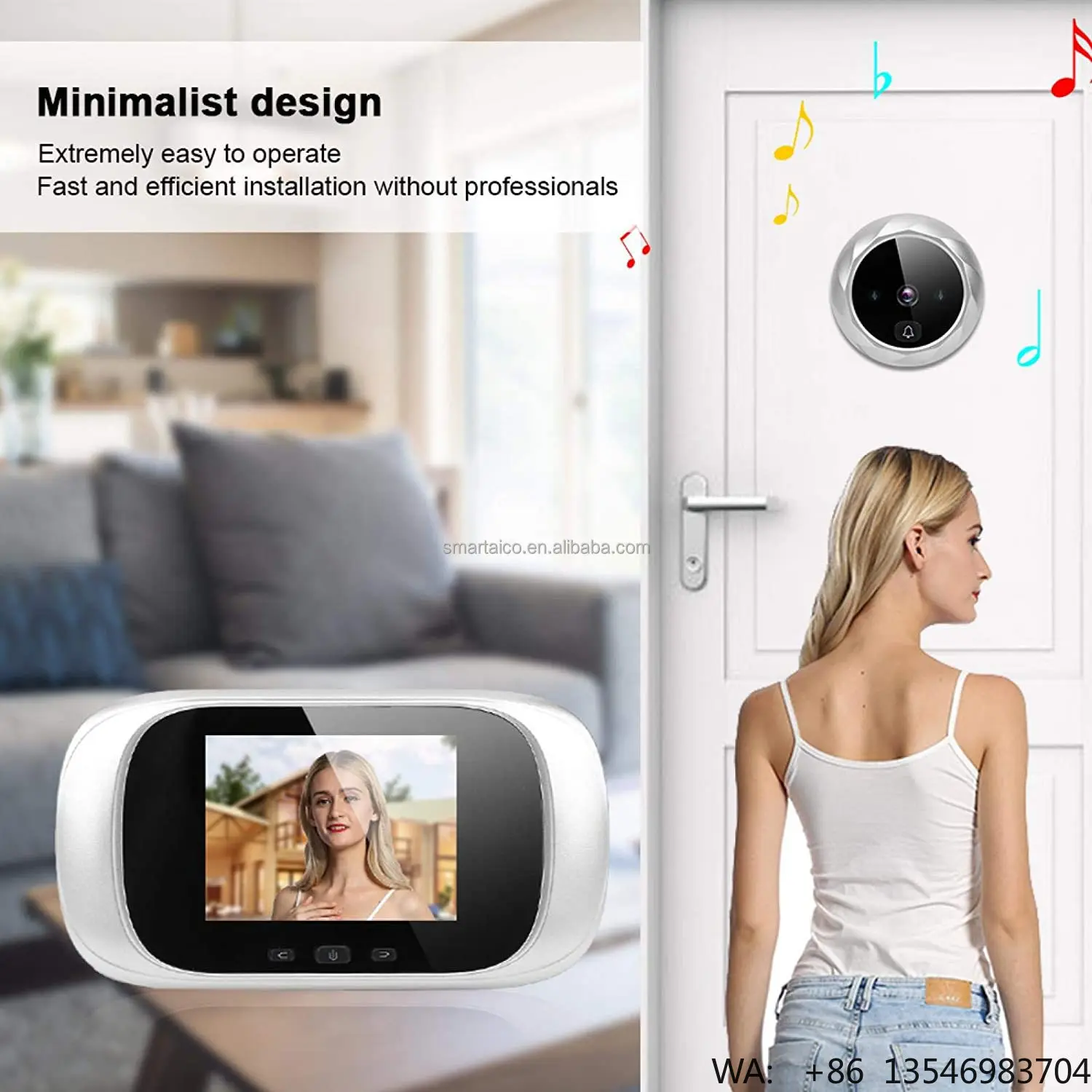 Factory OEM New Wifi Doorbell Door Viewer Peepehole Camera Wifi Visual Electronic Video Viewer