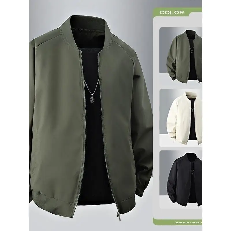 

American High Street Color Baseball Collar Jaet Men's Loose Casual Top Couple Sle Outerwear Windproof ort Coat