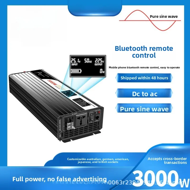 

3500W DC 12V to 220V AC mains Bluetooth inverter pure sine wave 24V/48V solar energy