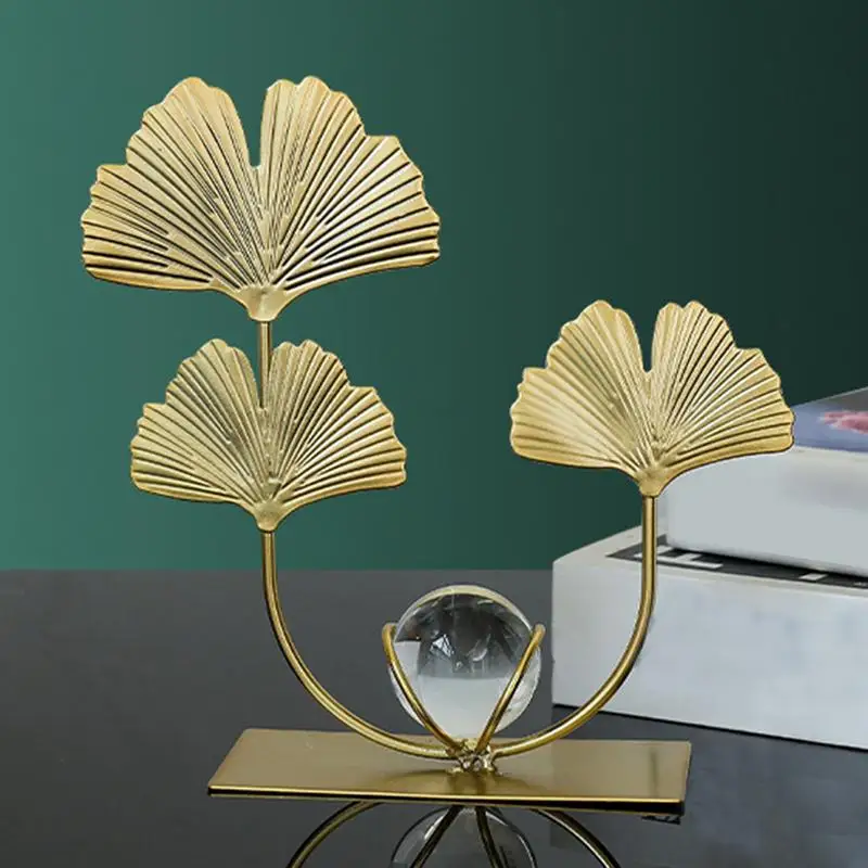 クリスタルの葉が付いた金属製のボール,机の装飾,創造的な手工芸品,家の装飾,リビングルーム,デスク