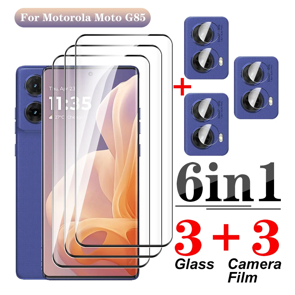 6in1 protective glass For Motorola Moto G85 5G 20D Curved Edge screen protector For Motorola G85 MotoG85 5G 6.77