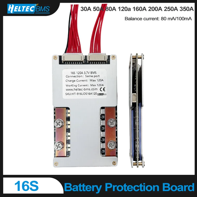 

Heltec Lifepo4 BMS 16S with Balance Protection Board 48V 60V 30A 50A 80A 120a 160A 200A 250A 350A Charge Discharge Plates