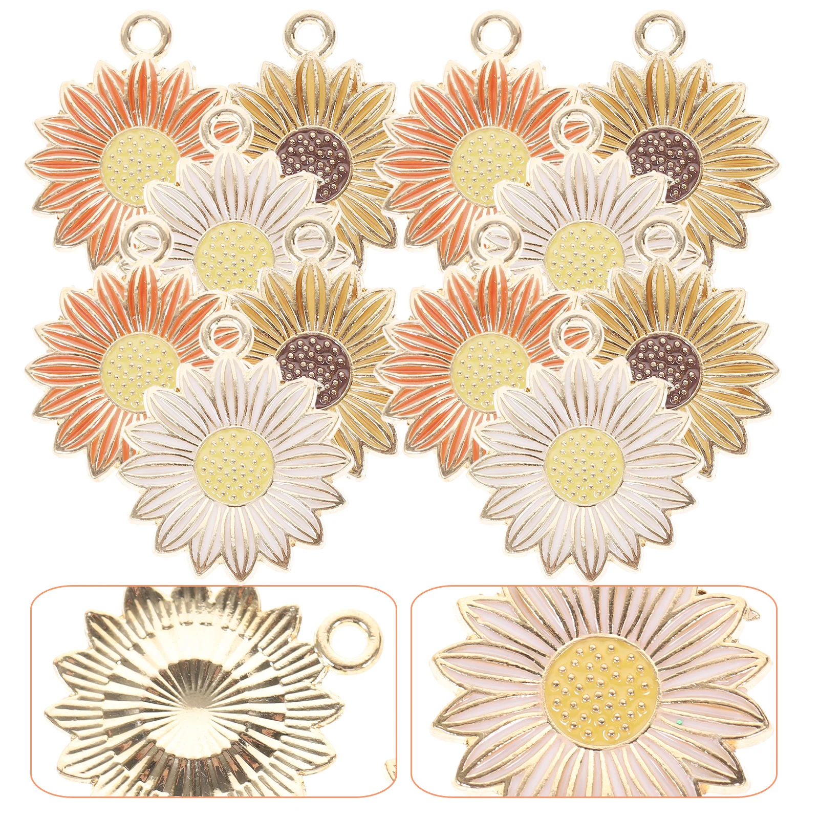 30 pezzi di ciondoli di girasole in lega premium con pendenti a forma di fiore, portachiavi, orecchini, braccialetti, gioielli fai da te, accessori per la creazione di gioielli, artigianato durevole