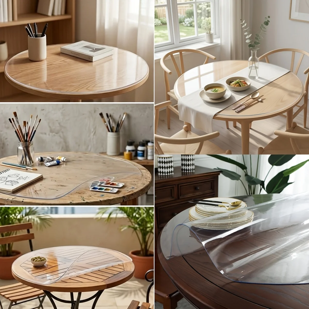 70/80/90 cm runde, transparente PVC-Tischdecke, wasserdichte, weiche Glas-Schreibtischunterlage, runde Tischdecke, rutschfester Tischdeckenschutz