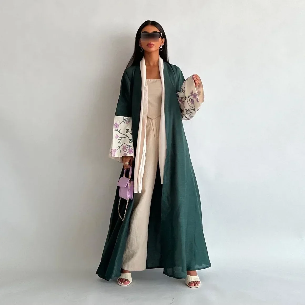 

Floral Embroidery Muslim Dress for Women Eid Morocco Ramadan Open Kimono Abayas Kaftan Islam Vestidos Largo Dubai Arab Long Robe