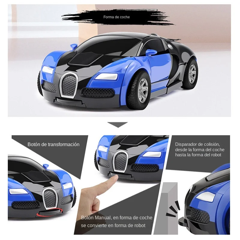 Transformando veículo colisão carro impacto brinquedos um botão inércia crianças brinquedos para meninos bugatti veyron robô crianças presente do